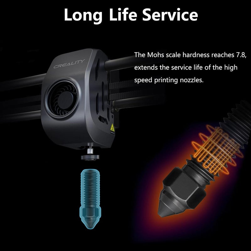 Comgrow Official Creality K1 Nozzle Kits, 5PCS Ender 3 V3 KE 3D Printer Hardened Steel Nozzles 0.4mm, High-Speed Printing and High Flow Extruder Nozzles for Creality K1 / K1 Max/CR-M4 / CR-10 SE - Image 5